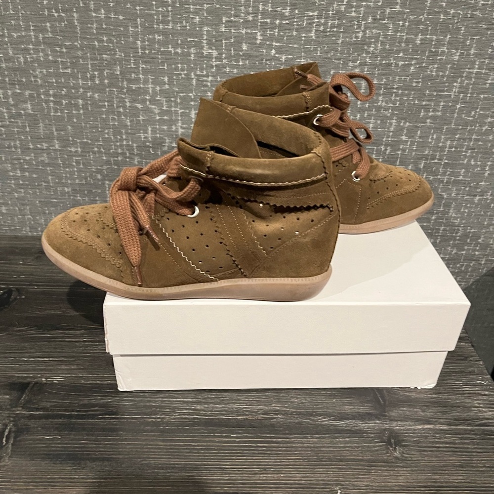 NIB Isabel Marant Bobby suede calfskin leather wedge sneakers 8 1/2 - Picture 7 of 13